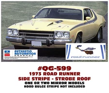 QG-599 1973 PLYMOUTH ROAD RUNNER - SIDE & ROOF STROBE STRIPE KIT
