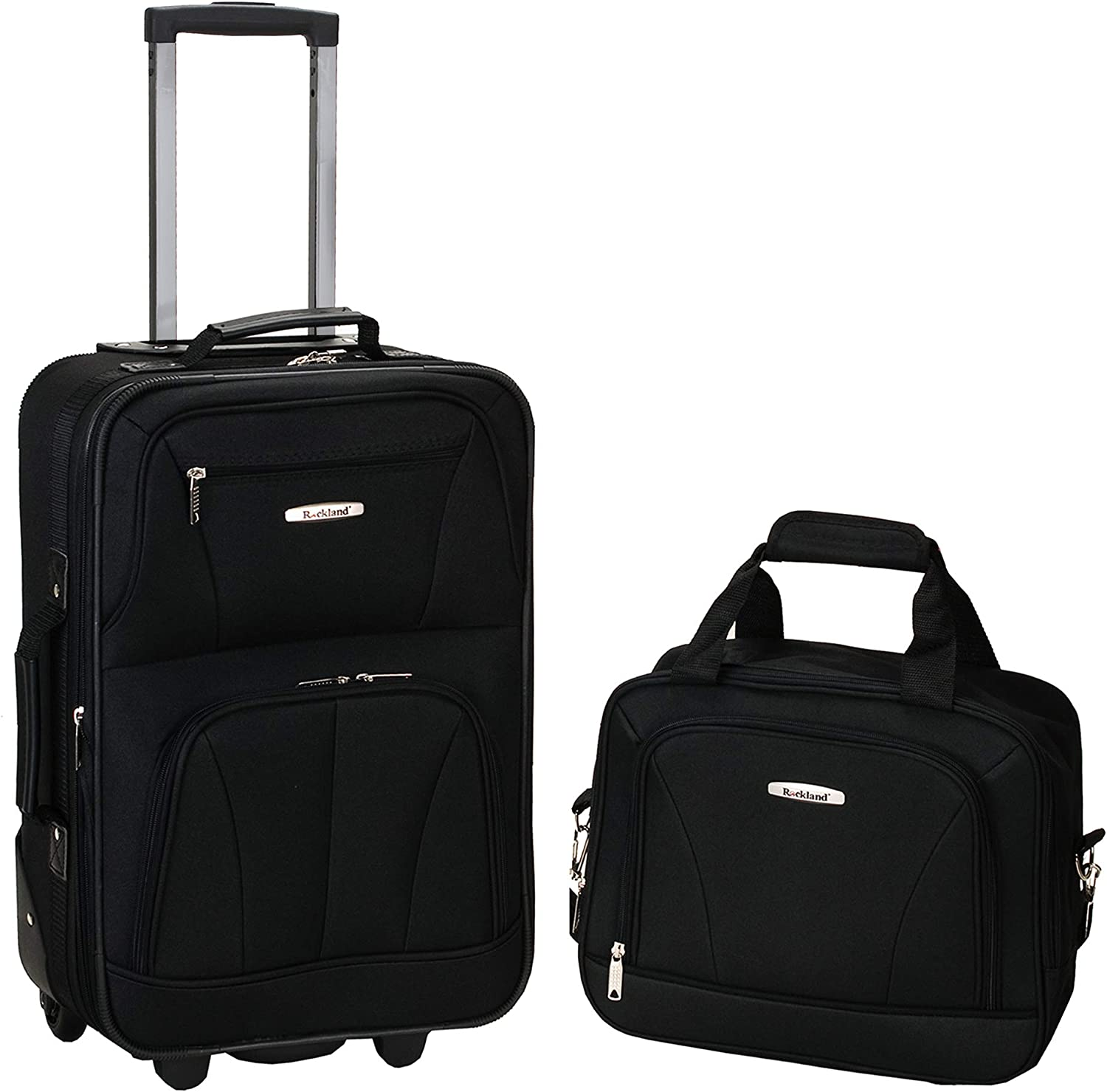 Fashion Softside Upright Luggage Set, Expandable, Black, 2-Piece (14/19)