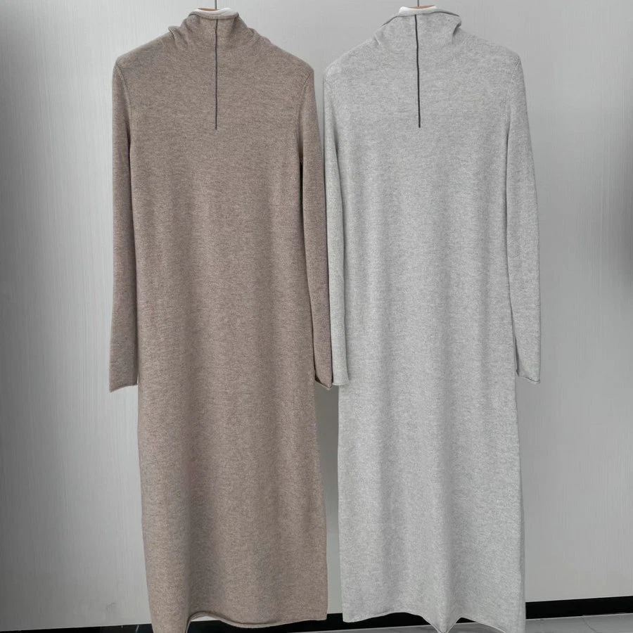 Vestido de mujer otoño/invierno cachemir cuello alto manga larga para Brunello Cucinelli Foto 3 de 4