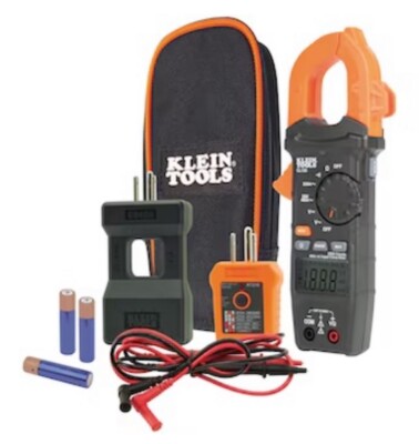 Klein Tools Digital Clamp Meter Electrical Maintenance and GFCI Tester Set CL120