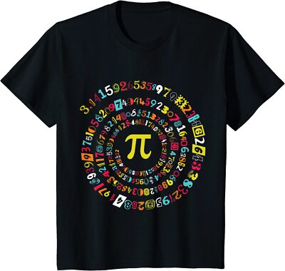 Funny Pi Day Spiral Pi Math Gift for Pi Day 3.14 Youth Unisex T-shirt