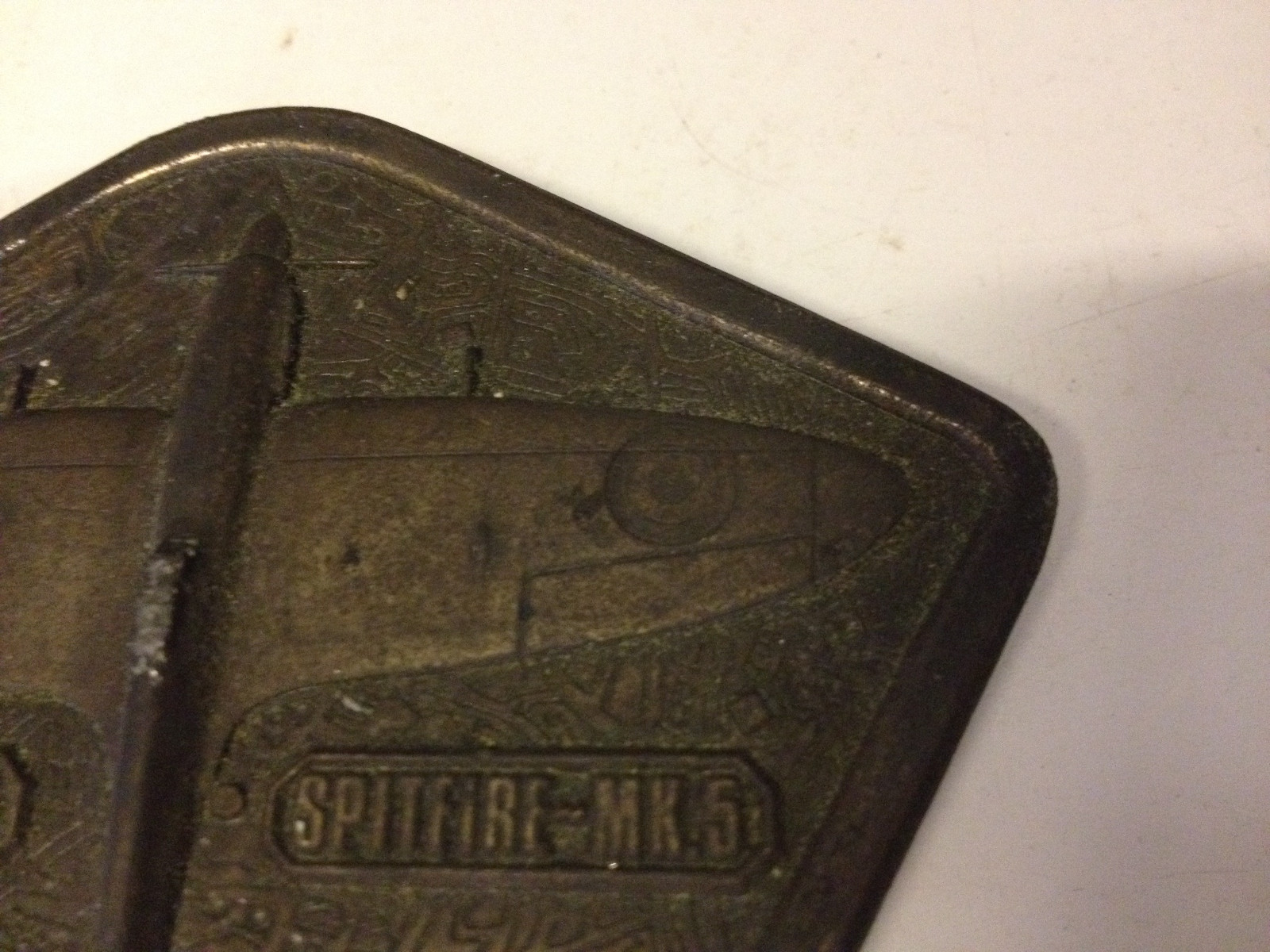 Vintage 1976 Bergamot Brass Works Belt Buckle Super Marine Spitfire MK5 Plane