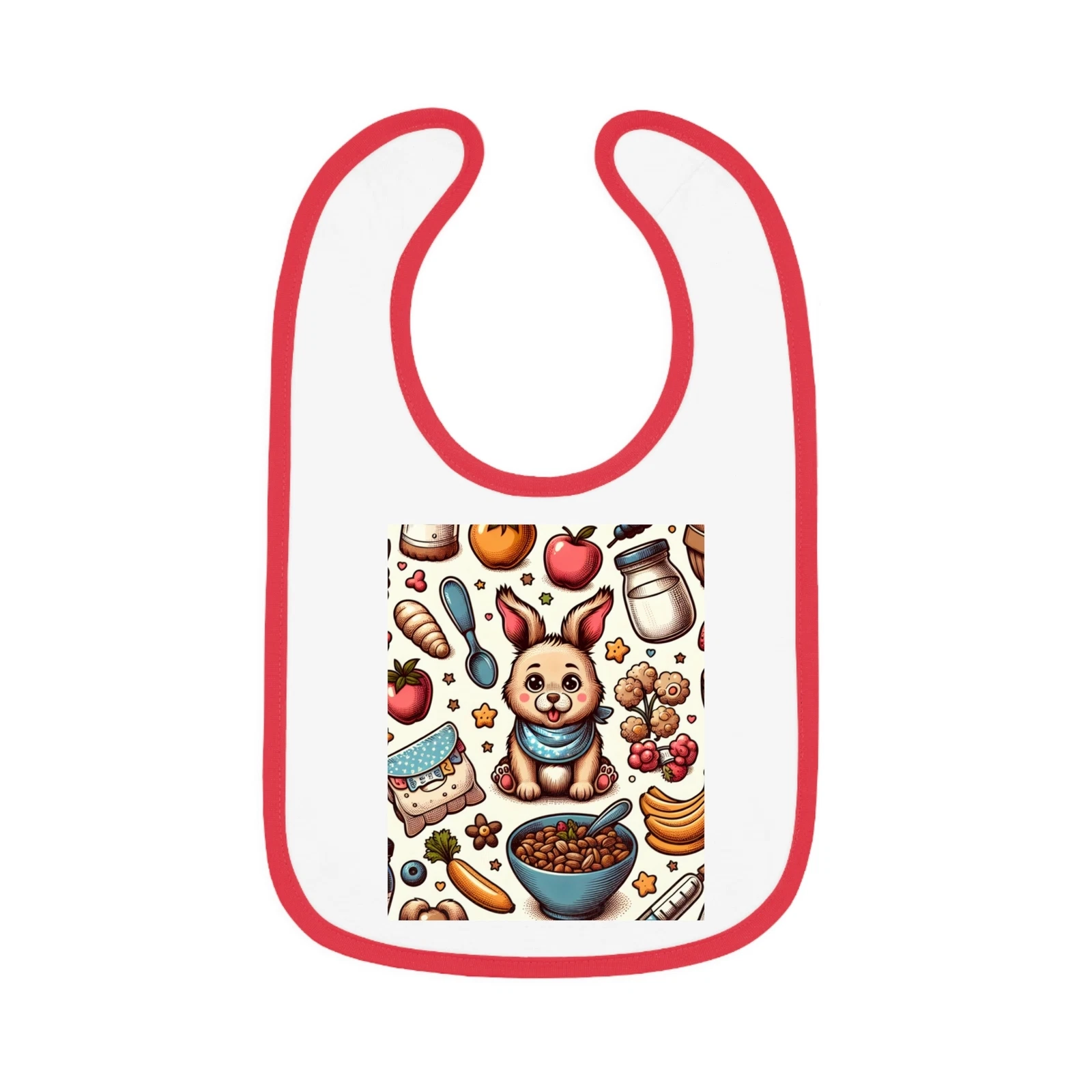 Adorable Bunny Mealtime Baby Contrast Trim Jersey Bib