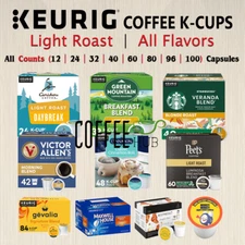 Coffee K-Cups LIGHT ROAST Capsules Breakfast For KEURIG Machines Choose Flavor