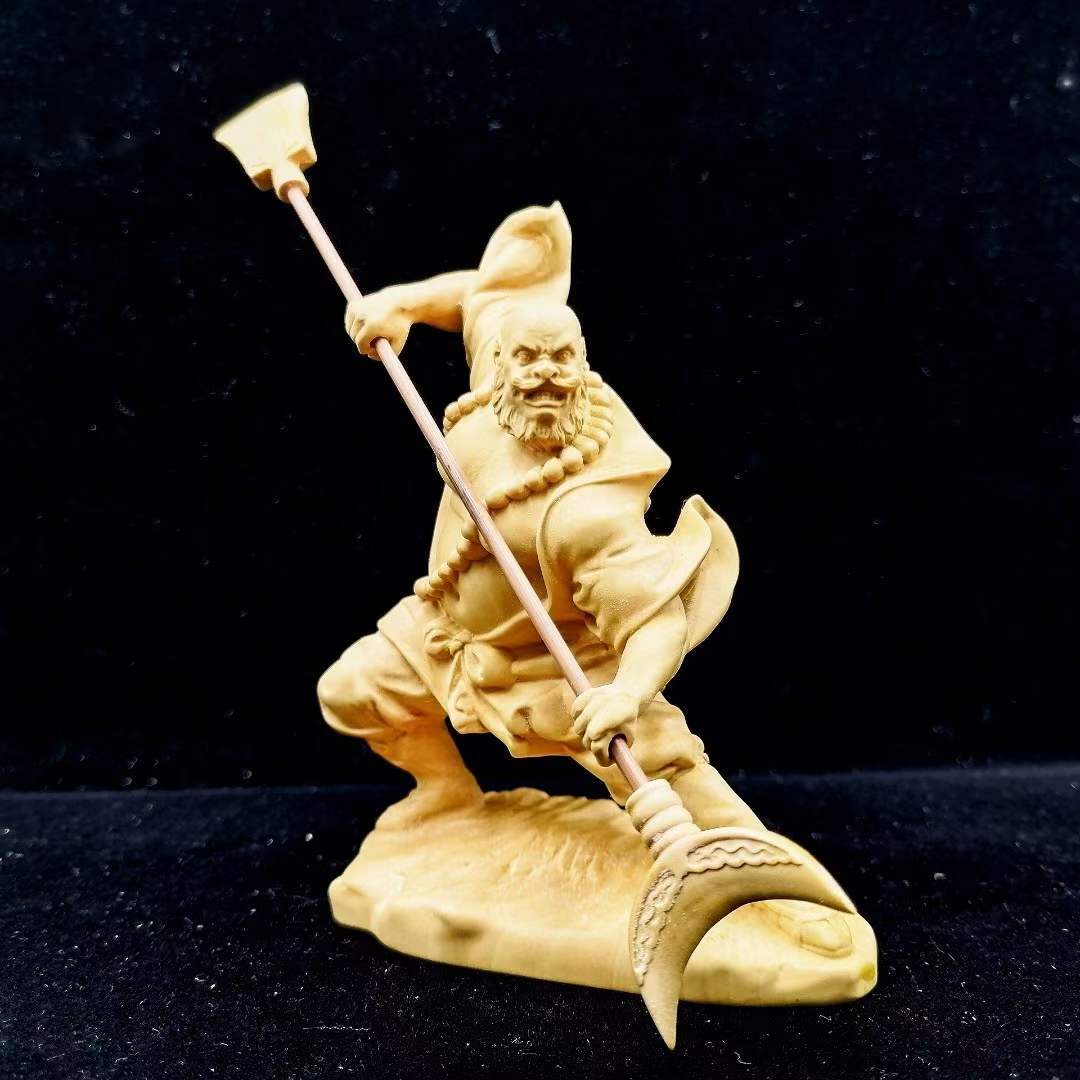 YW002 - 12 X 9.5 X 5.5 CM Boxwood Carving Figurine: Kong Fu