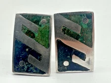 LOS CASTILLO "Mosaico Azteca" Sterling Silver Earrings, Signed