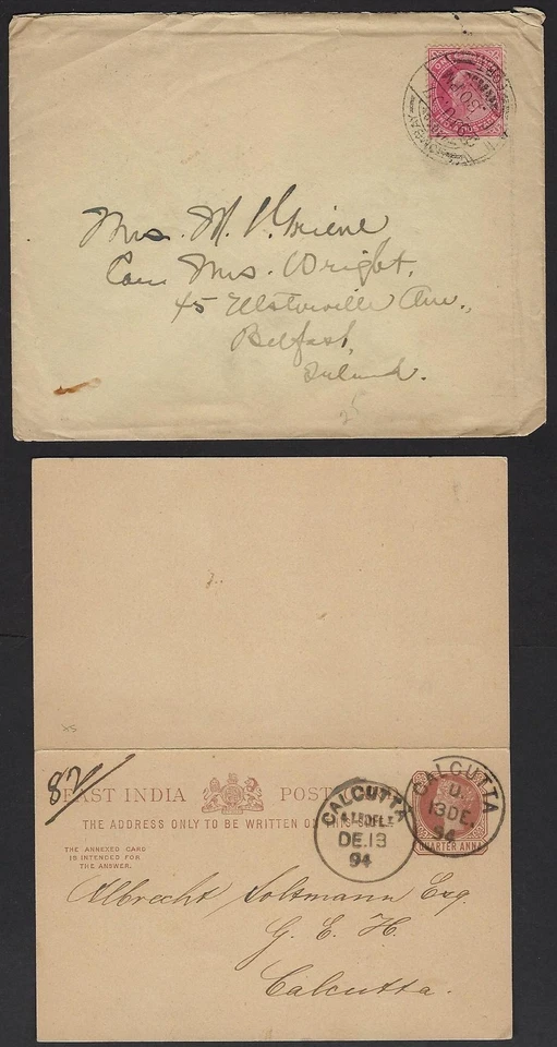 印度 1890 1900 年 5 件维多利亚女王明信片 加尔库塔和 3 张 — 第 3/4 张图片