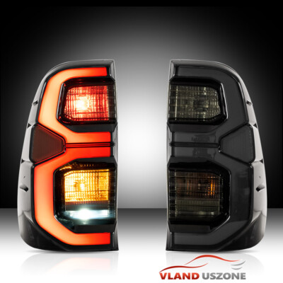 Smoke LED Tail Lights Assembly For Toyota Hilux Pickup 15-25 w/Startup Animation
