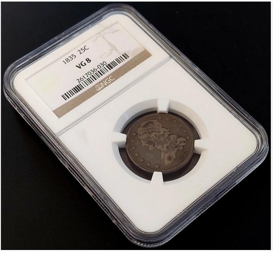 1835 CAPPED BUST 25C QUARTER NGC VG8 US Philadelphia Mint Collector's Coin 🔥🔥 - Image 3 of 4