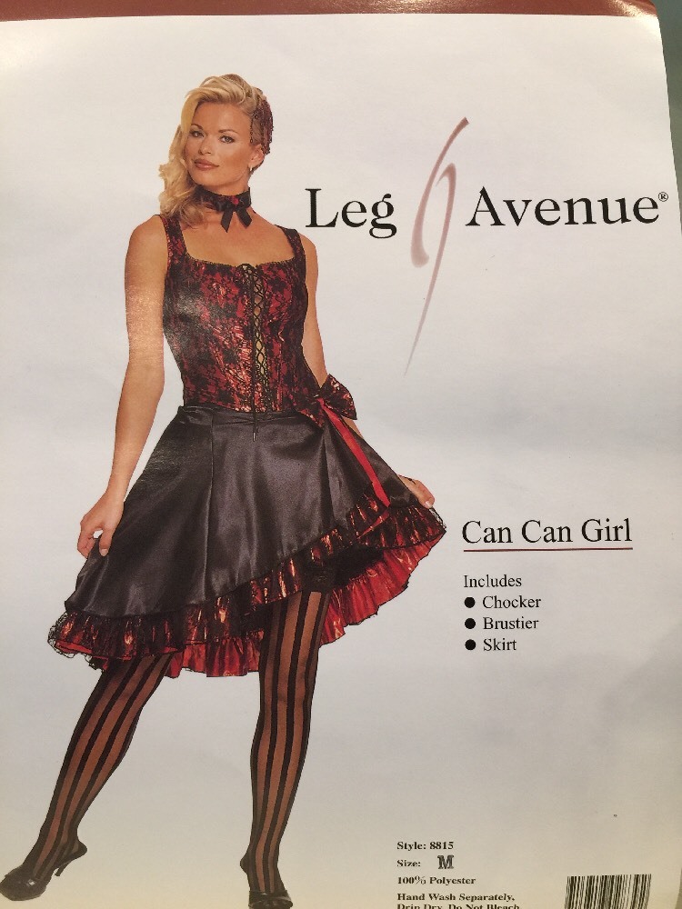 'Can-Can Girl' Disfraz de Halloween, Negro/Rojo, Mediano Adulto Pierna Avenue Sexy