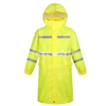 Hi-Vis Class 3 Safety Long Jacket Neon Reflective Rain Coat Hooded Work Parka