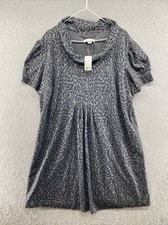 CJ Banks Gray Pleated Mock Neck Long Maxi Short Sleeve Dress Womens Size 24W NEW