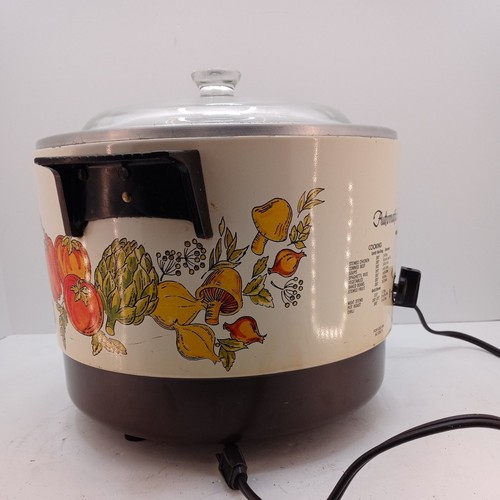 VTG 70'S Automatic Cooker Deep Fryer Tan Mushroom Vegatable Pattern USA - Picture 2 of 10