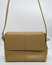 M. London Genuine Italian Leather Hand Shoulder Bag Women’s Medium Tan Beige Lux
