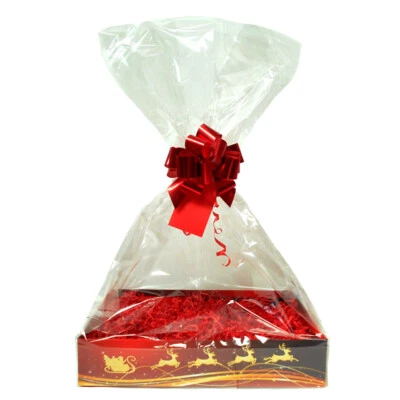JAFFA IMPORTS Make Your Own XMAS Gift Basket DIY Hamper Kit - 30cm Tray, Shred, Bag, Bow, Tag