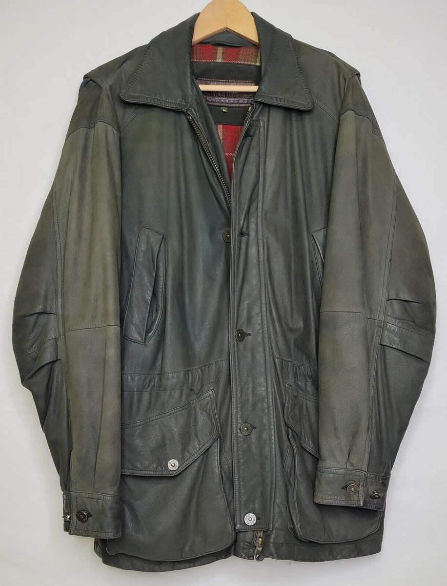 Vintage TIMBERLAND Weathergear Green Waterproof Leather Men s Jacket SZ M