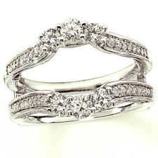 1.2Ct Solitaire Enhancer Wrap Engagement Ring Simulated Diamond 925 Solid Silver
