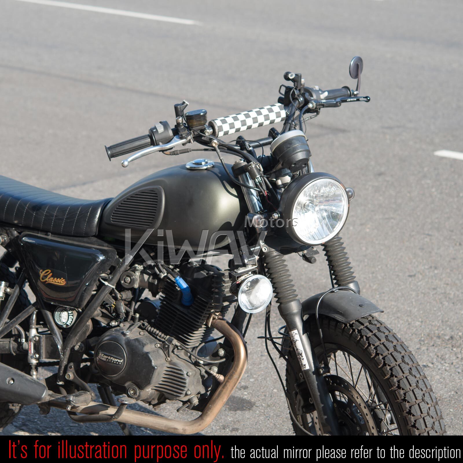 Left Side Round Bar End Mirror Titanium Gold Fit for Moto Guzzi V7