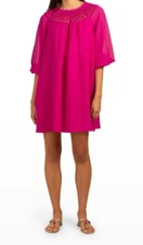 TRINA TURK SHINING LIGHT DRESS A-LINE GEORGETTE COLOR VIOLA SIZE S & L