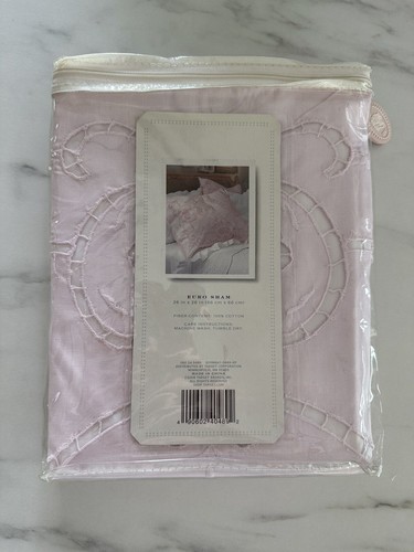 Simply Shabby Chic Rachel Ashwell Pink Cutwork Eyelet Crochet Lace Euro Sham 🌸 - Picture 2 of 9