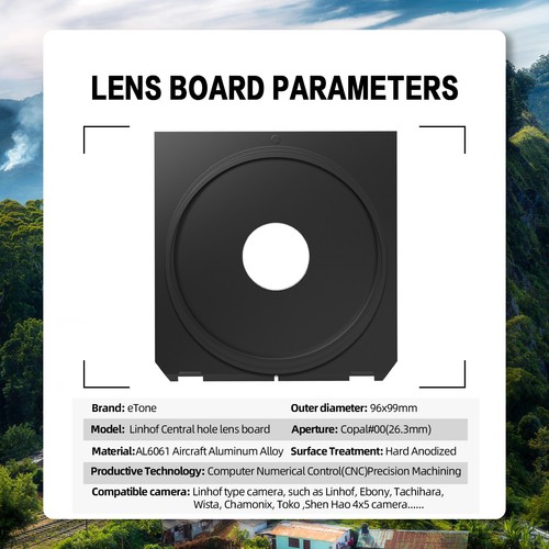 Lens board Copal #00 26.3mm Hole For Linhof Technika Wista Chamonix 4x5 Camera - Picture 9 of 12
