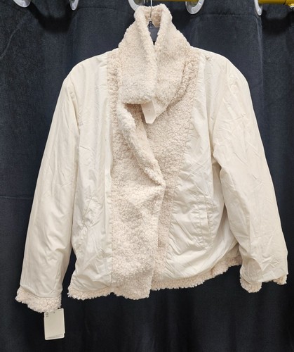 A.N.A a New Approach Cream Women's Fleece Reversible Jacket Size L - Picture 7 of 12