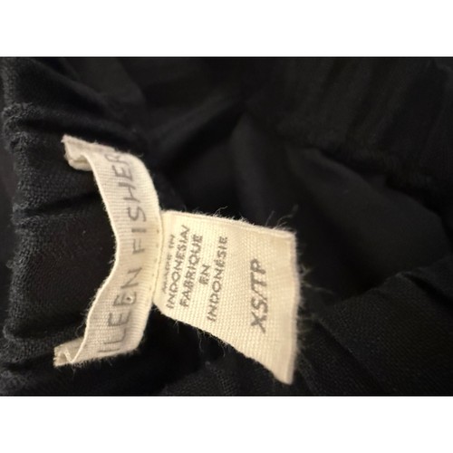 Eileen Fisher Black 100% Organic Linen Wide Leg Pants XS - Picture 3 of 4