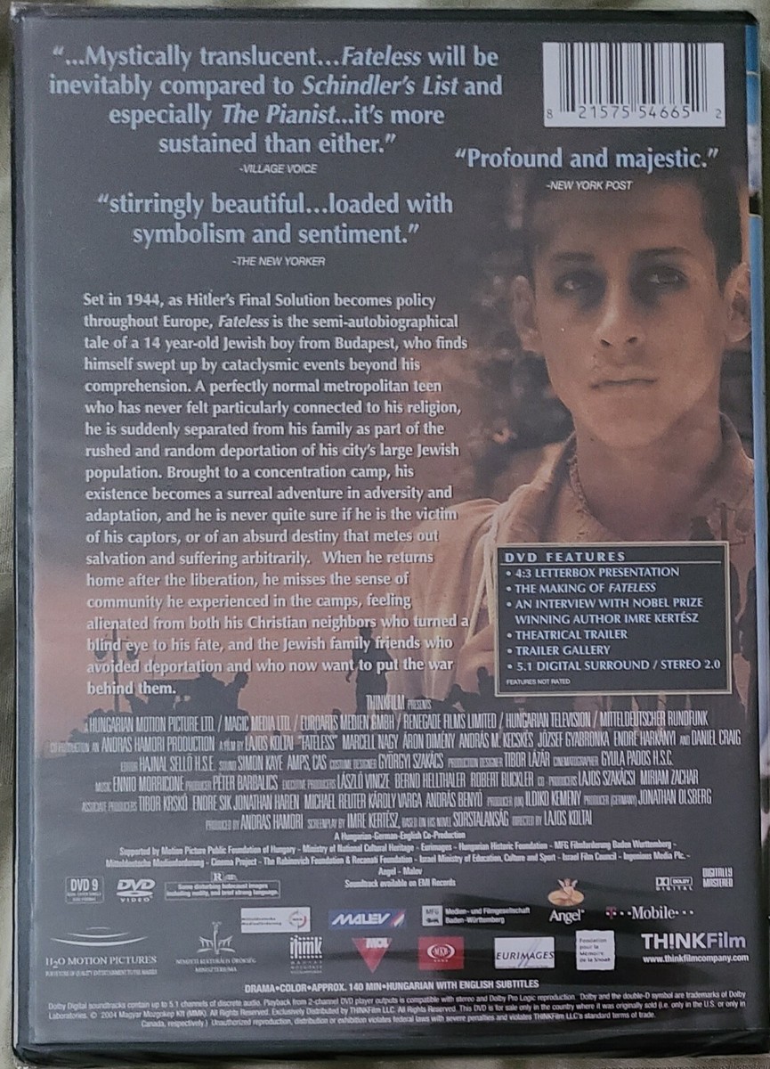 Fateless (DVD, 2006) Holocaust, Consentration Camps, Jewish
