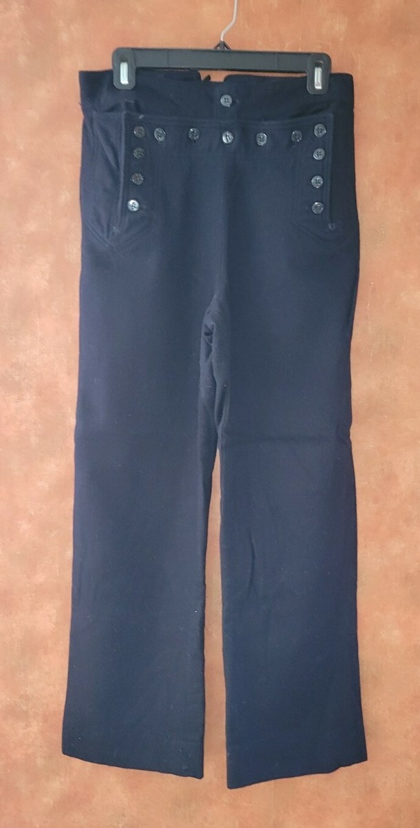 パンツ 80s US NAVY Wool Sailor Pants Vintage '70s Navy Blue Wool Sailor Pants, Button Bib Front
