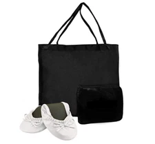 Solemates Purse Pals Foldable Flats with Expandable Tote Bag XL White