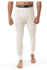Realtree Men's Ivory White Base Layer Cotton Blend Thermal Pants: M-2XL