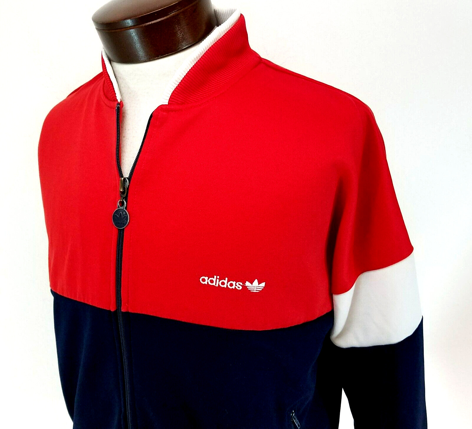 Vtg 80s ADIDAS Track Jacket Red White Blue Colorblock… Gem