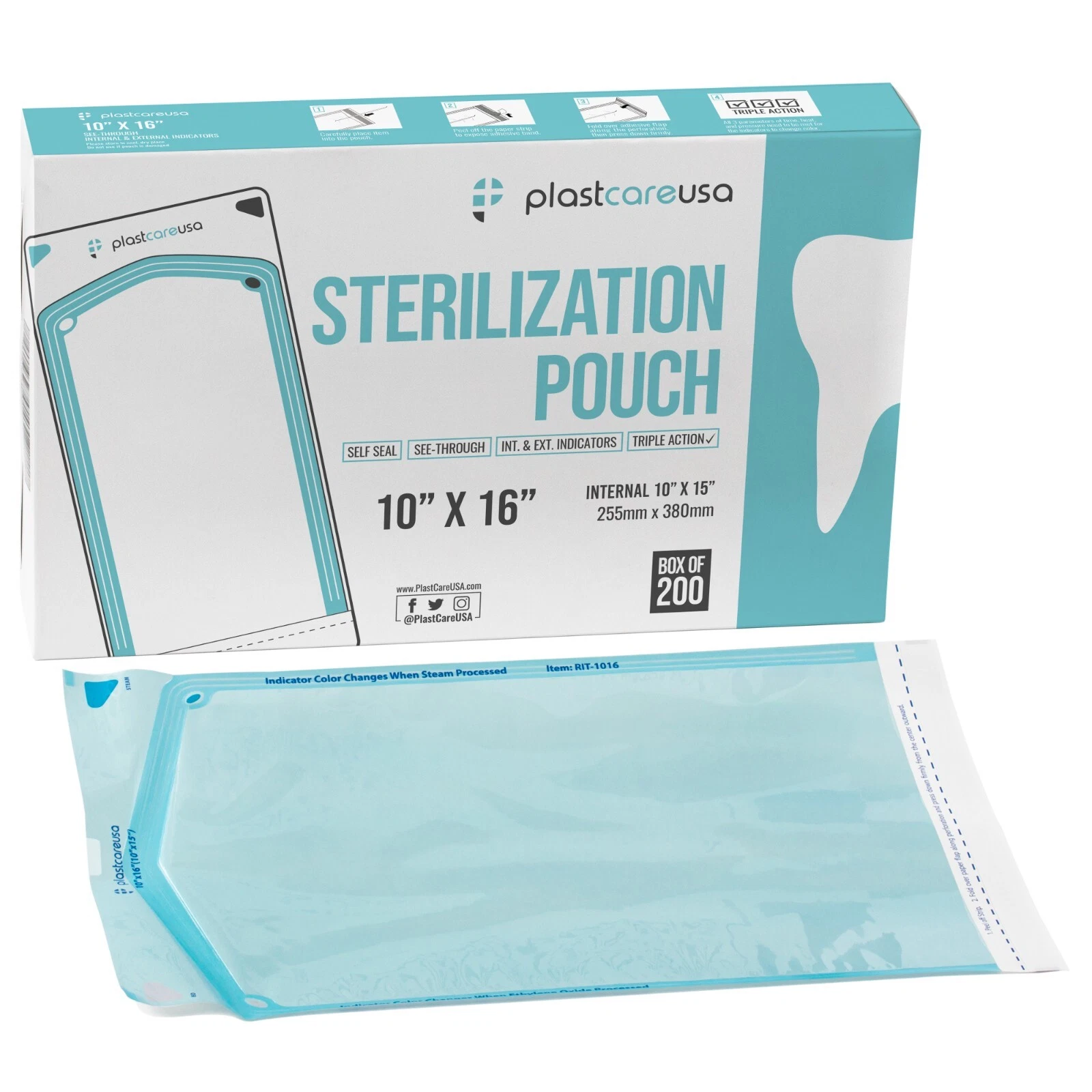 200 10" x 16" Large Self-Sealing Sterilization Pouch Sterilizer Bag Autoclave - product detail image 1