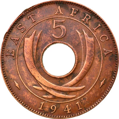 [#831979] Münze, EAST AFRICA, George VI, 5 Cents, 1941, SS, Bronze, KM:25.1 - Bild 1 von 2