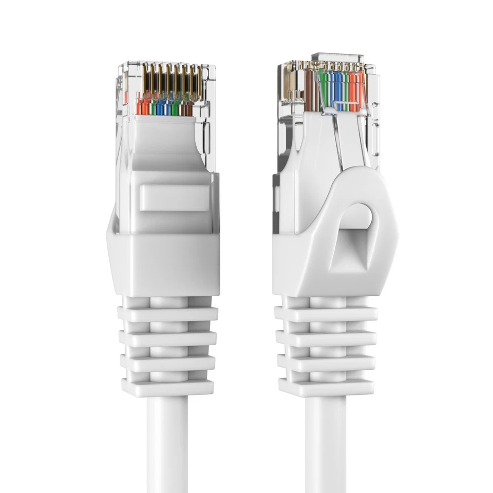 LOTE multipack cable de conexión RJ45 red Ethernet CAT6 blanco 25 pies-200 pies Foto 2 de 4