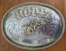 Vintage Silver Plated Bull Rider Rodeo Belt Buckle Rare
