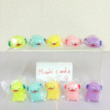 Floating Axolotl Complete Set Bath Toy Figure Colorful Sitting Lying Pastel Rare