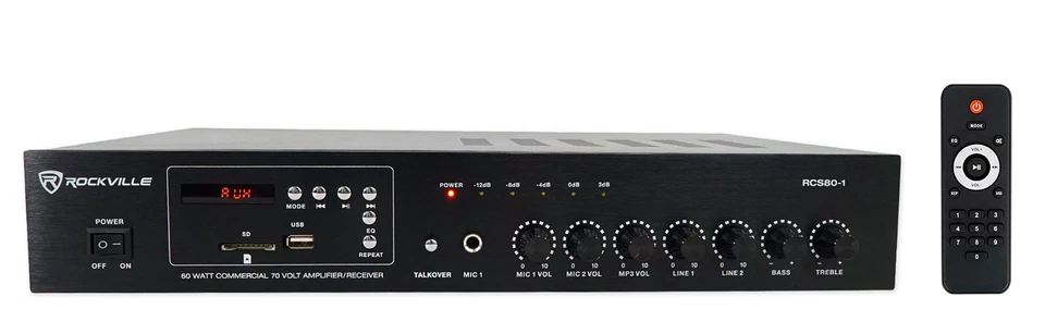 Rockville RCS80-1 60w 70v Commercial Amplifier+Smart Wifi Streaming Receiver - Image 2 of 4