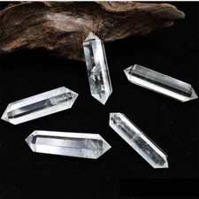 5Pcs 60-70mm Natural Clear Quartz Crystal Wand Double Point Stone Obelisk Reiki
