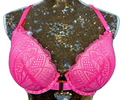 Lascana Damen BH Größe 80D Pink Push Bügel Floral Spitze Akzente Neckholder - Bild 1 von 17