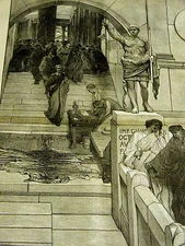 Alma Tadema AN AUDIENCE at AGRIPPA'S The Pantheon Large Antique Engraving Print