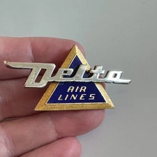 Vtg 1950s-60s Delta Air Lines 3rd Issue Flight Attendant Hat Badge Pin Airlines