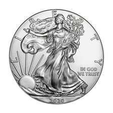 2020 1 oz Fine Silver American Eagle $1 Coin BU 15.21 per troy oz