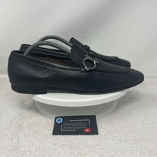 Salvatore Ferragamo Gancini Bit Pebbled Leather Loafers Black Shoes Men s 9.5 E