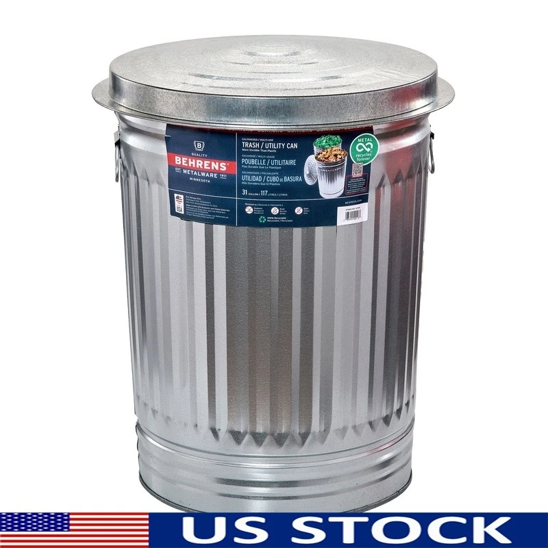 Galvanized Bin In Trash Cans & Wastebaskets for sale - eBay
