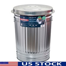 Galvanized Steel Trash Can Durable 31 Gallon Rodent Resistant Storage W/ Lid New
