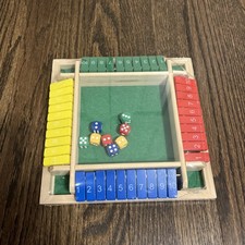 Wooden Dice Board Game Shut The Box for 4 Players Flaps & Dices Game