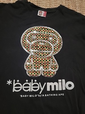 Vintage Bathing Ape BAPE Baby Milo Bapesta T Shirt Size Medium Black Graphic Tee