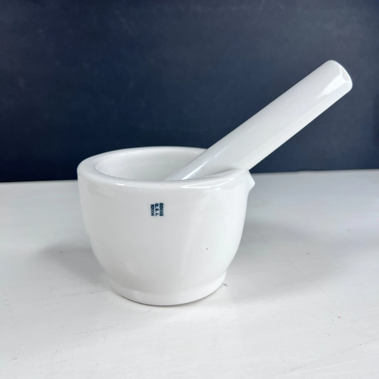Vintage Coors USA Porcelain Mortar 52008 & Pestle 52009 Lab Apothecary