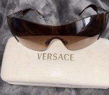 Versace Vintage Y2k Sunglasses Model 2058-B With Case And Lens Cloth Excellent